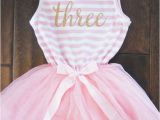 3rd Birthday Dresses Third Birthday Outfit Dress with Silver Letters and Pink