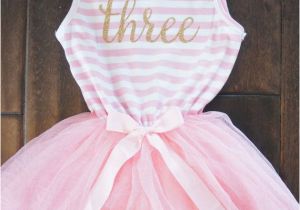 3rd Birthday Dresses Third Birthday Outfit Dress with Silver Letters and Pink