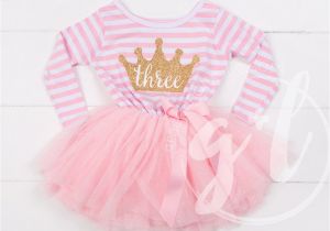 3rd Birthday Dresses Third Birthday Outfit Third Birthday Dress Pink and Gold