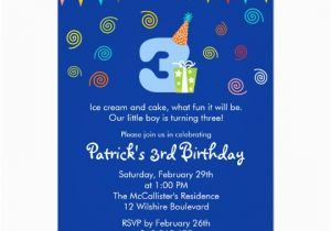 3rd Birthday Invitation Cards 3rd Birthday Children 39 S Party Invitation Zazzle
