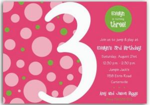 3rd Birthday Invitation Cards Birthday Bubbles Pink Green Third Party Invitations