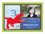 3rd Birthday Invitation Cards Red T Rex Dinosaur Third Birthday Invitation Card Zazzle