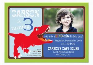 3rd Birthday Invitation Cards Red T Rex Dinosaur Third Birthday Invitation Card Zazzle