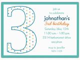 3rd Birthday Invitation Wording Boy 3rd Birthday Boy Dots Invitations Paperstyle