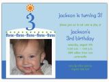 3rd Birthday Invitation Wording Boy Birthday Cake Boy Photo Third Birthday Invitations