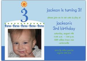 3rd Birthday Invitation Wording Boy Birthday Cake Boy Photo Third Birthday Invitations