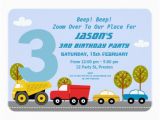 3rd Birthday Invitation Wording Boy Boys Transport 3rd Birthday Party Invitation Zazzle