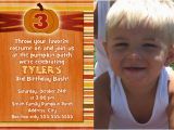 3rd Birthday Invitation Wording Boy Pumpkin 3rd Birthday Invitations Photo Card 1st First