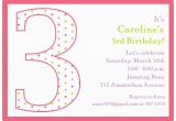 3rd Birthday Invites for Girl 3rd Birthday Girl Dots Invitations Paperstyle