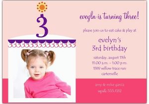 3rd Birthday Invites for Girl 3rd Birthday Invitation Wording A Birthday Cake