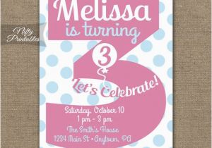 3rd Birthday Invites for Girl 3rd Birthday Invitations Printable Third Birthday Invitation