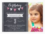 3rd Birthday Invites for Girl Girls Chalkboard 3rd Birthday Party Invitation Zazzle