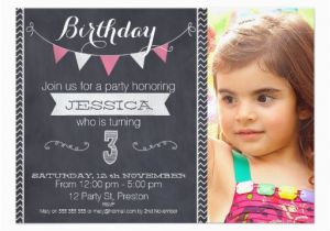 3rd Birthday Invites for Girl Girls Chalkboard 3rd Birthday Party Invitation Zazzle