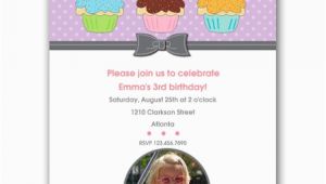 3rd Birthday Invites for Girl Three Cupcakes Girl Third Birthday Invitations Paperstyle