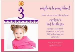 3rd Birthday Party Invitation Message 3rd Birthday Invitation Wording A Birthday Cake