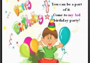 3rd Birthday Party Invitation Message 3rd Birthday Invitation Wording Demplates