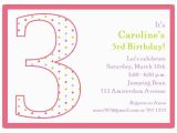 3rd Birthday Party Invites 3rd Birthday Girl Dots Invitations Paperstyle