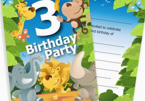 3rd Birthday Party Invites 3rd Birthday Party Jungle themed Animal Invitations