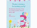 3rd Birthday Party Invites Personalised Third Birthday Party Invitations by Made by