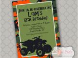 4 Wheeler Birthday Invitations atv 4 Wheeler Birthday Printable 5×7 4×6 or 4×5 5 by