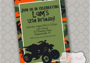 4 Wheeler Birthday Invitations atv 4 Wheeler Birthday Printable 5×7 4×6 or 4×5 5 by