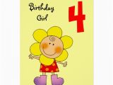 4 Year Old Birthday Cards 4 Year Old Birthday Girl Zazzle