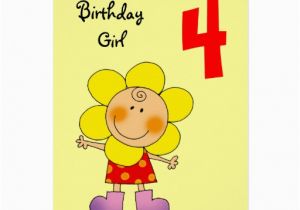 4 Year Old Birthday Cards 4 Year Old Birthday Girl Zazzle