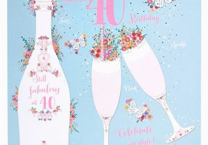 40 Birthday Flowers 40th Birthday Card butterflies Flowers Champagne