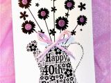 40 Birthday Flowers 40th Happy Birthday Flower Sparkle Card by Sew Very