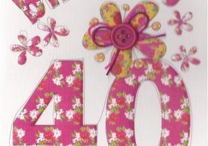 40 Birthday Flowers Hand Finished 40th Birthday Card Karenza Paperie
