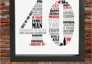 40 Birthday Gifts for Him Personalized 40th Birthday Gift for Him 40th by Blingprints