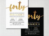 40 Year Old Birthday Invitations Items Similar to 40th Birthday Invitation Modern Gold Foil