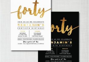 40 Year Old Birthday Invitations Items Similar to 40th Birthday Invitation Modern Gold Foil