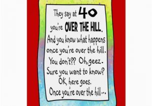 40th Birthday Card Messages Funny 40th Over the Hill Funny Birthday Greeting Card Zazzle Com