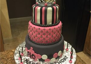 40th Birthday Decorations Black and Silver 40th Birthday Party Cake Birthday Cake with Pink Black