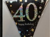 40th Birthday Decorations Black and Silver 40th Birthday Pennant Flag Banner Black Silver Gold Party