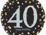 40th Birthday Decorations Black and Silver 8 Gold Celebration Age 40 Paper Plates Silver Gold Black