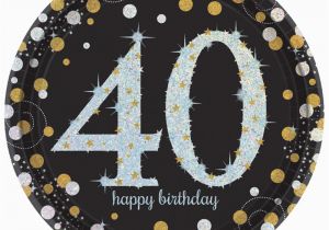 40th Birthday Decorations Black and Silver 8 Gold Celebration Age 40 Paper Plates Silver Gold Black