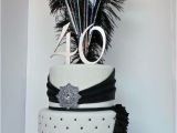 40th Birthday Decorations Black and Silver Black White and Silver Elegant 40th Birthday Cake Cake