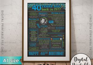 40th Birthday Gifts for Him Australia 40th Birthday Gift 1977 Poster Australia 40 Years Flashback