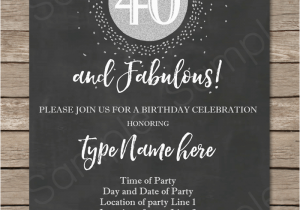 40th Birthday Invitation Templates Free Download Chalkboard 40th Birthday Invitations Template Printable