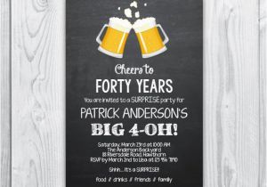 40th Birthday Invitation Wording for Men 40th Birthday Invitation 40th Birthday Invitation for Men