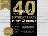 40th Birthday Invitation Wording for Men 40th Surprise Birthday Invitation 40th Birthday Invite
