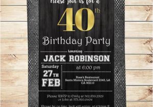 40th Birthday Invitation Wording for Men Mens 40th Birthday Party Black Silver and Gold Men 40th