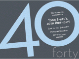 40th Birthday Invitation Wording for Men Numeral Card 40th Blue Milestone Birthday Invitations by