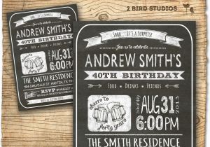 40th Birthday Invitations for Male 30th Birthday Invitation Male Birthday Party by 2birdstudios