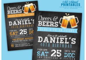 40th Birthday Invitations for Male 40th Birthday Invitation for Men Cheers Beers Invitation