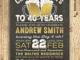 40th Birthday Invitations for Male 40th Birthday Invitation for Men Cheers Beers to 40 Years