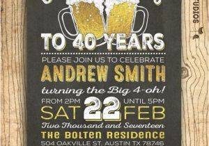 40th Birthday Invitations for Male 40th Birthday Invitation for Men Cheers Beers to 40 Years