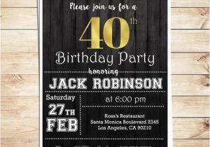 40th Birthday Invitations for Male Surprise 40th Birthday Party Invitations for Him Men 40th